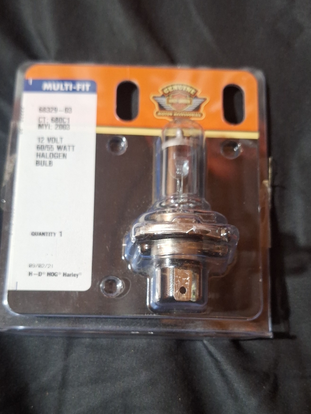 NIB Harley-Davidson Clear Halogen Headlight Bulb with Orange Backing